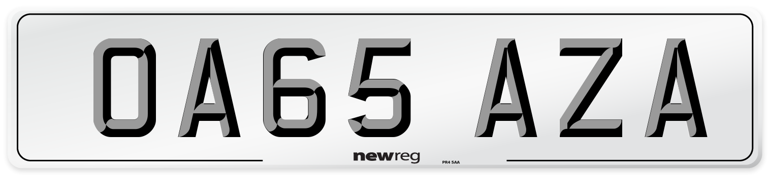 OA65 AZA Number Plate from New Reg